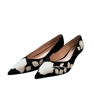 Kate Spade Elegant Black Floral Embroidered Women's Shoes